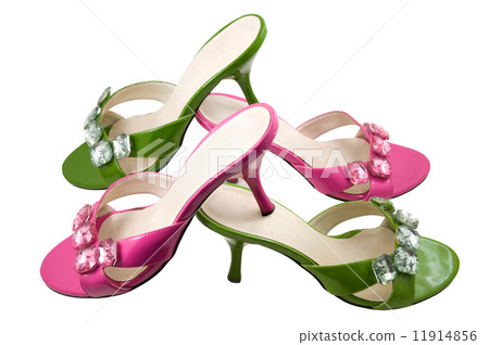 Two pairs pink and green shoes 11914856