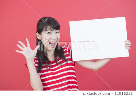 woman in red t-shirt woman in red t-shirt 11916231