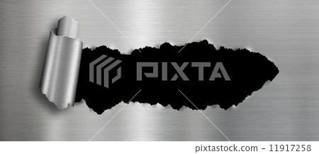 metal background with isolated black ripped hole for your image 11917258
