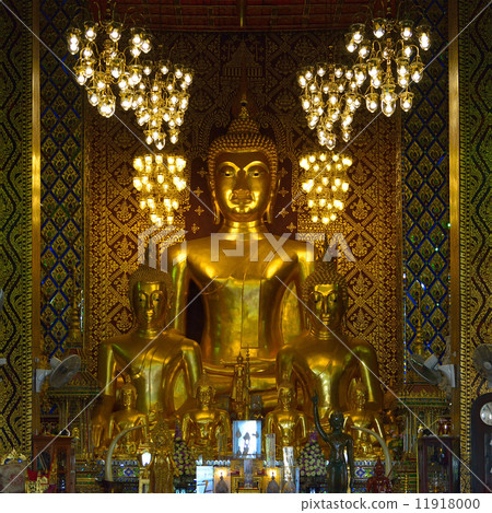 Buddha statue in temple buddhism at Wat Phra That Hariphunchai, Buddha statue in temple buddhism at Wat Phra That Hariphunchai, 11918000