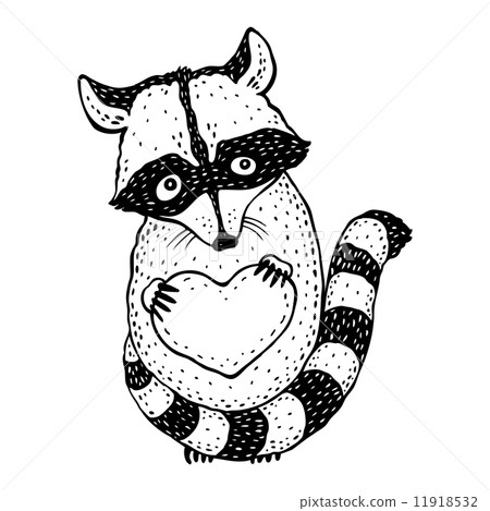 Raccoon carrying a heart. 11918532