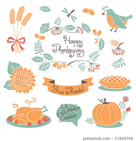 Happy Thanksgiving set of elements for design. 11920749