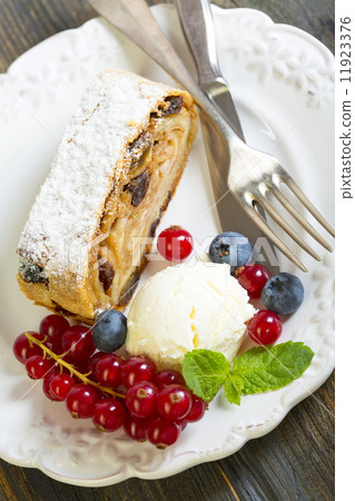 Plate with apple strudel. Plate with apple strudel. 11923376