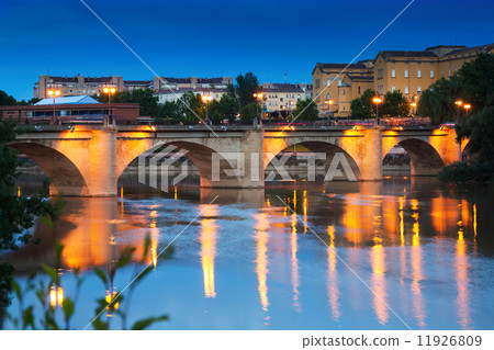 bridge over Ebro  in evening. Logrono 11926809