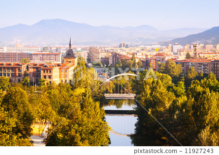 Pamplona with bridge over river 11927243