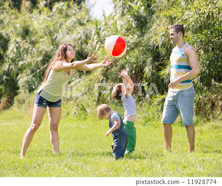 parents with children at sunny day parents with children at sunny day 11928774