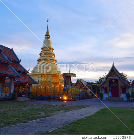 Golden pagoda architecture of northern thailand in temple buddhi Golden pagoda architecture of northern thailand in temple buddhi 11930878