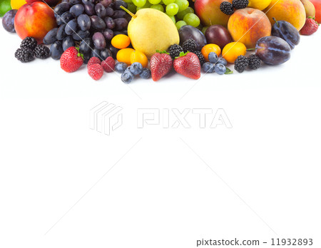 Border of different fruits isolated on white Border of different fruits isolated on white 11932893