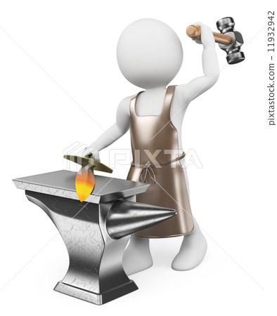 3D white people. Blacksmith forging a sword 3D white people. Blacksmith forging a sword 11932942