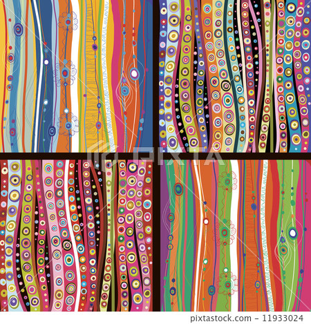 Set of four colourful line background. Set of four colourful line background. 11933024