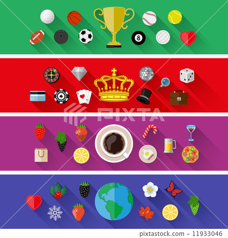 Set of nature, sports, food and drinks concepts. Flat design. Vector illustration. 11933046