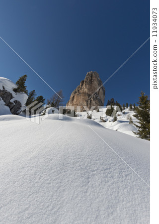 Dolomites huge panorama view in winter snow time Dolomites huge panorama view in winter snow time 11934073