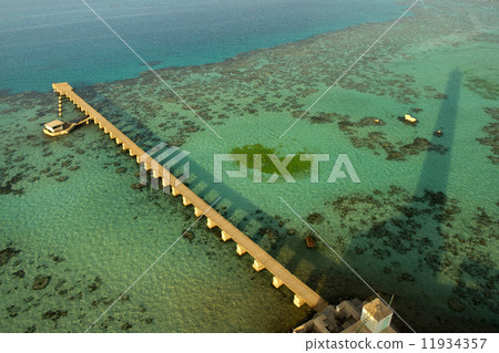 Africa, Sudan Sanganeb lightouse reef view at sunset 11934357