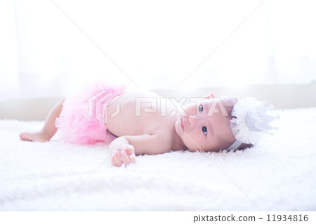 Fashionable baby with pink diaper Fashionable baby with pink diaper 11934816