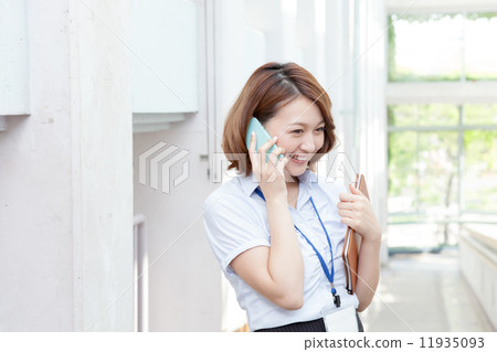 Working female phone notebook 11935093
