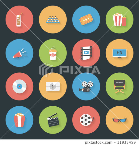 Cinema flat icons set 11935459