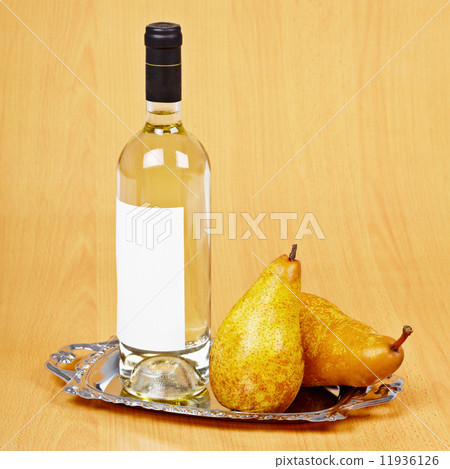 Still life from bottle of pear wine 11936126