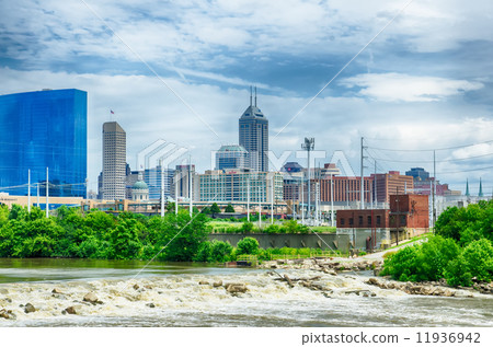 Indianapolis skyline. Panoramic image of Indianapolis skyline at Indianapolis skyline. Panoramic image of Indianapolis skyline at 11936942