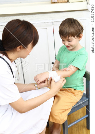 A child wound with a bandage A child wound with a bandage 11937456