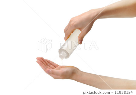 A bottle of cosmetic liquid that hangs on your hand 11938184
