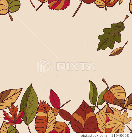 Pattern of autumn leaves of forest trees. Seamless Border.  11940608