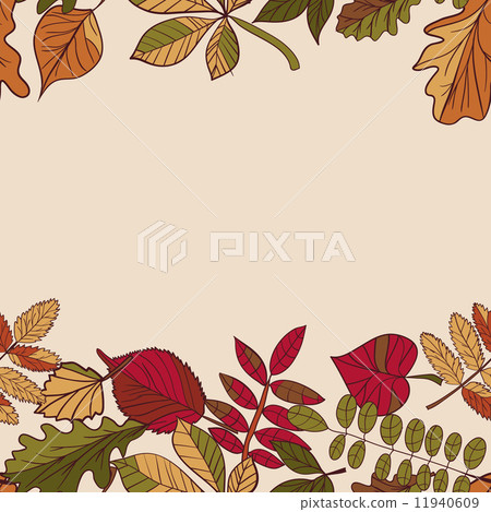 Pattern of autumn leaves of forest trees. Seamless Border.  11940609