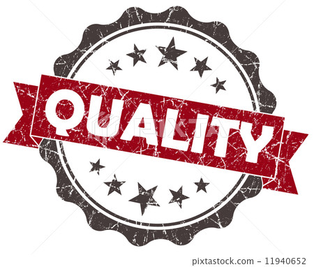 QUALITY red grunge vintage seal isolated on white 11940652