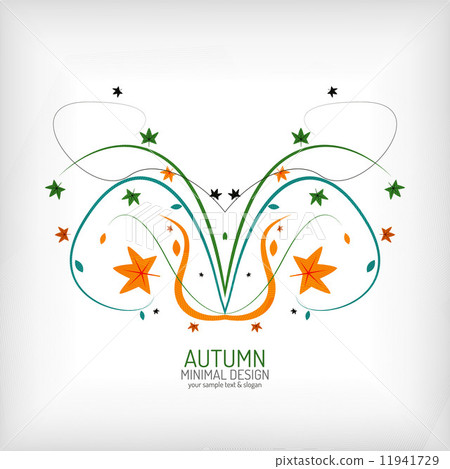 Autumn swirl lines and leaves on white Autumn swirl lines and leaves on white 11941729