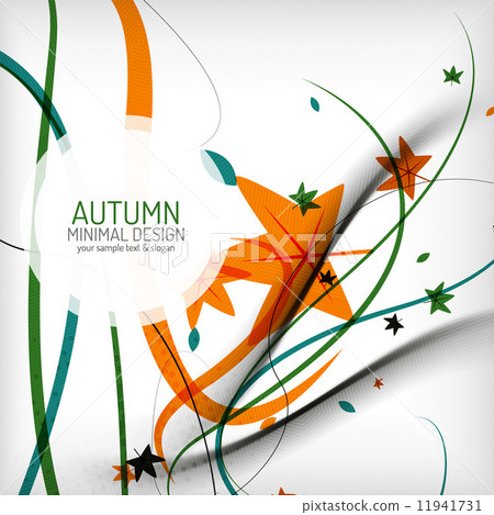 Autumn swirl lines and leaves on white Autumn swirl lines and leaves on white 11941731