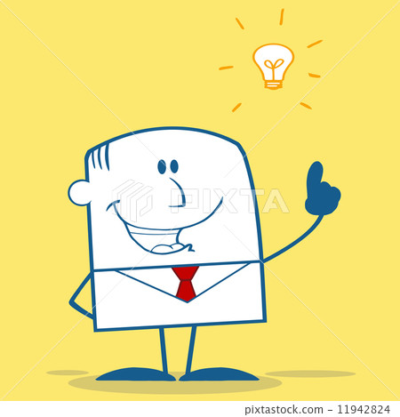 Businessman With A Bright Idea Monochrome Character On Yellow Background 11942824