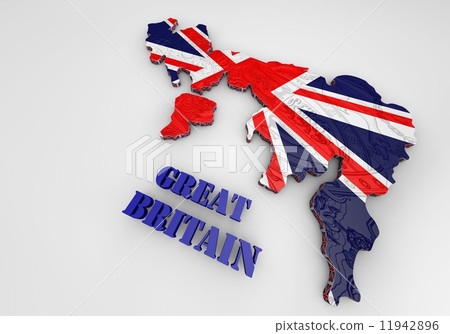 Illustration of United Kingdom map with as Flag 11942896