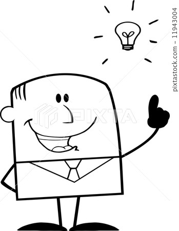Black And White Businessman With A Bright Idea  11943004