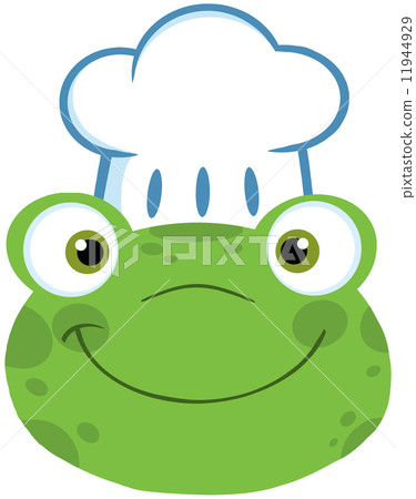 Cute Frog Smiling Head With Chef Hat 11944929