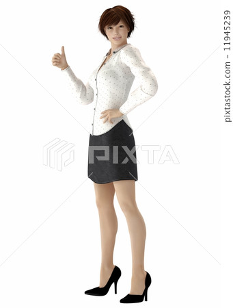 Business woman 3DCG illustration material to sign Goo 11945239
