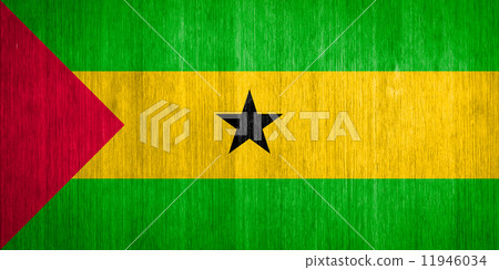 Sao Tome and Principe Flag on wood background 11946034