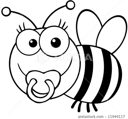Outlined Baby Bee Cartoon Character Outlined Baby Bee Cartoon Character 11949117