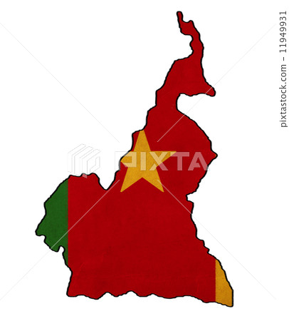 Cameroon map on Cameroon flag drawing ,grunge and retro flag ser 11949931