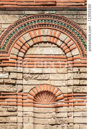 Old stone wall texture, Church in Nessebar, Bulgaria Old stone wall texture, Church in Nessebar, Bulgaria 11950100