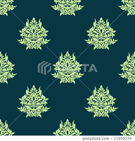 Floral light green damask seamless pattern - Stock Illustration ...