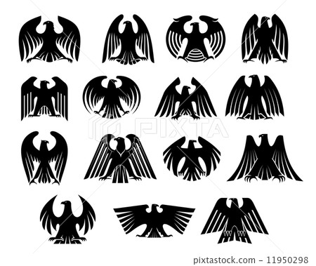 Eagle heraldry silhouettes set 11950298