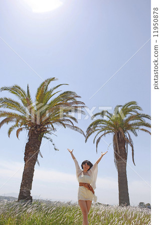 School girls exercising at the park School girls exercising at the park 11950878