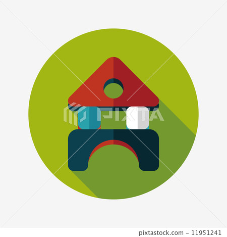 brick house flat icon with long shadow - Stock Illustration [11951241 ...