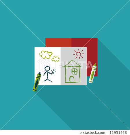 crayons flat icon with long shadow,eps10 crayons flat icon with long shadow,eps10 11951358