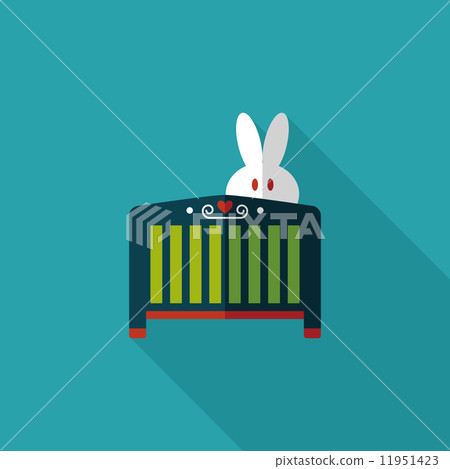 baby cradle bed flat icon with long shadow,eps10 11951423