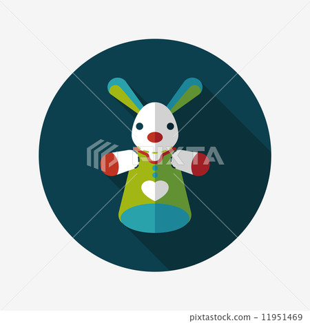 cat hand puppet flat icon with long shadow,eps10 11951469