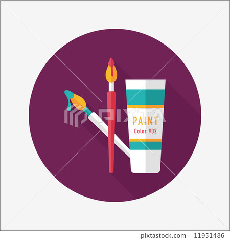 brush and color tube flat icon with long shadow,eps10 11951486