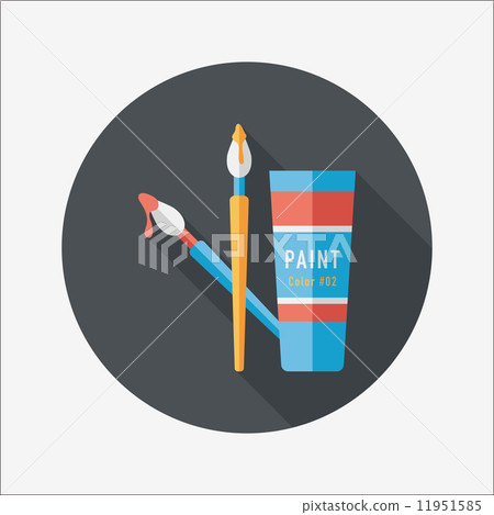 brush and color tube flat icon with long shadow,eps10 11951585