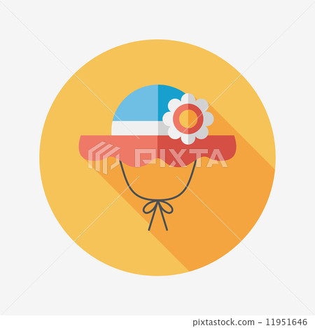 Women hat flat icon with long shadow 11951646