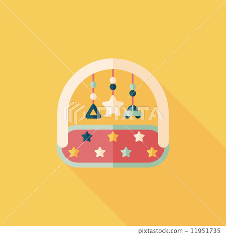 Baby crib hanging toy flat icon with long shadow,EPS 10 Baby crib hanging toy flat icon with long shadow,EPS 10 11951735
