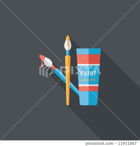 brush and color tube flat icon with long shadow,eps10 brush and color tube flat icon with long shadow,eps10 11951867
